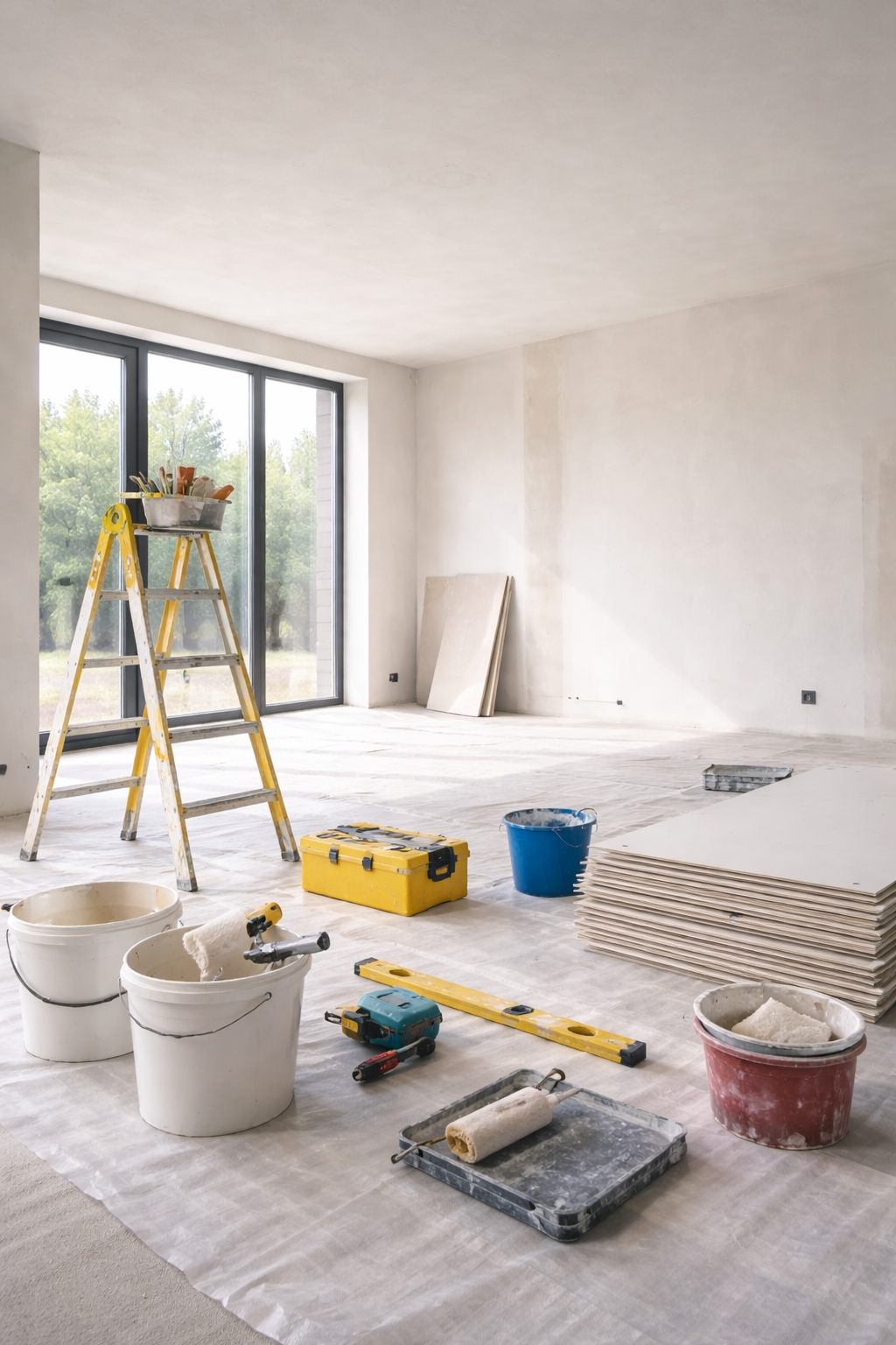 Наружные строительные работы на современном объекте